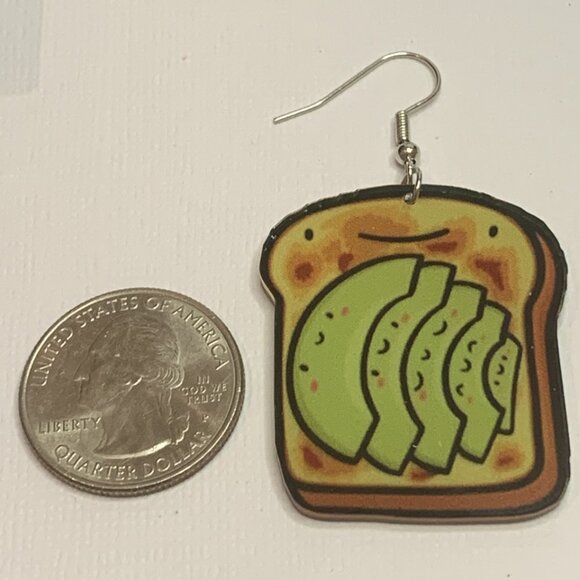Avocado Earring, Toast Earring, Funny Food Earring, Gift Idea, Cinco De Mayo - Picture 5 of 6